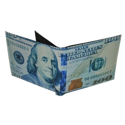 Leatherboss Men's Bifold Exotic Wallet with Hundred Dollar Bill Design and Gift Box