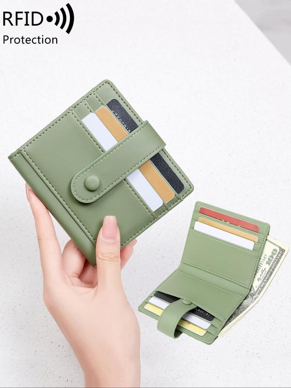 Women's Minimalist Plain Color RFID Wallet with Multiple Card Slots, Lightweight Design Wallet, Simple Anti-theft Card Holder for Women