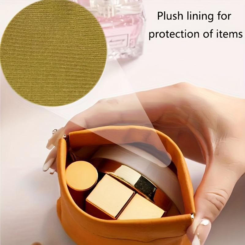 Solid Color PU Leather Mini Storage Pouch, 1 Count Multi-purpose Self-closing Bag for Coins, Lipstick & Accessories, Compact Portable Coin Purse