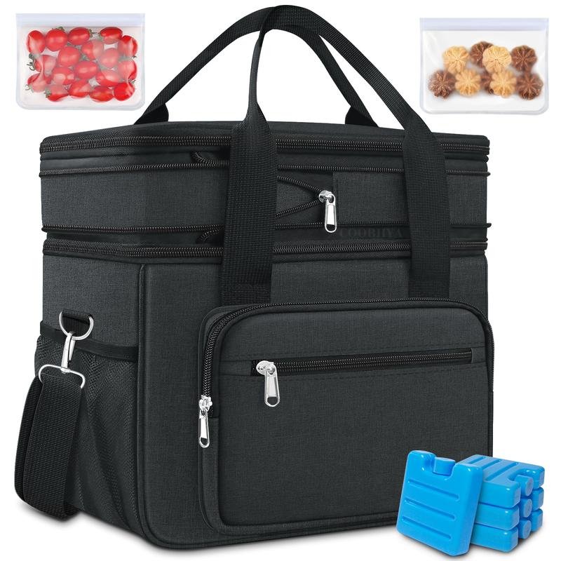 Coobiiya 23L Large Capacity Expandable Insulated and Cooler Lunch Box for Men with 4 Ice packs&2 Snack Bags for Adult Women Work Picnic Camping lunch bag