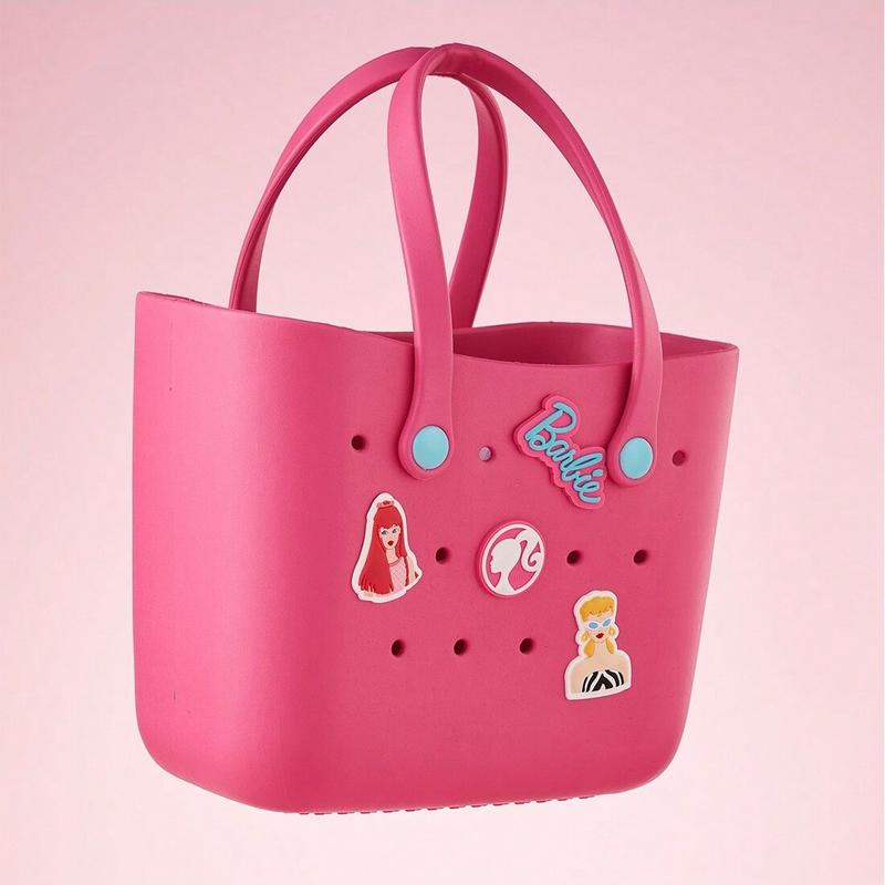 [Curated Christmas Gift]  Barbie Lunch Bag for Women - Cute Crocs Design, Durable Lunch Tote Bags for Girls, Suitable Size in Pink, Pale Pink, and Blue with Handle, Ideal for School, Work, and Barbie Daylight Shiny Series