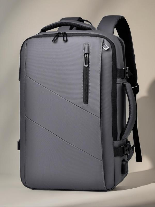 Summer Business Solid Color Backpack, Large Capacity Travel Backpack, Laptop Bag, Multifunctional Zipper Backpack for Men & Women