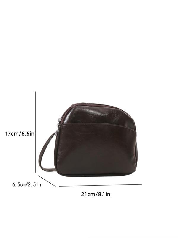 Women's Solid Color Crossbody Bag, Fashionable Pu Leather Zipper Shoulder Bag for Daily Used, Casual Trendy Versatile High-quality Daily Commuting Bag