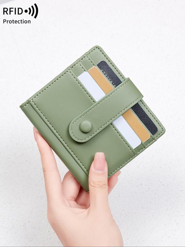 Women's Minimalist Plain Color RFID Wallet with Multiple Card Slots, Lightweight Design Wallet, Simple Anti-theft Card Holder for Women