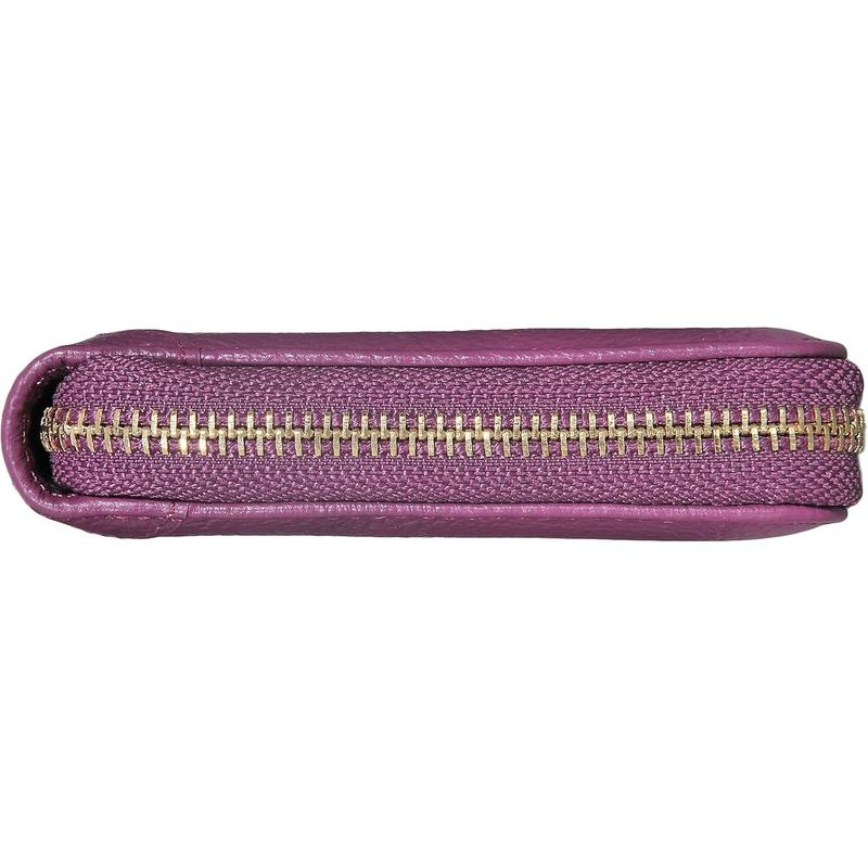 Womens Credit Card Holder Wallet Zip Leather Card Case RFID Blocking (Purple)