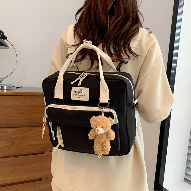 Ins Retro Campus Waterproof School Bag, Cute Girl Multi-function Shoulder Bag, Female Student Adjustable Messenger Bag