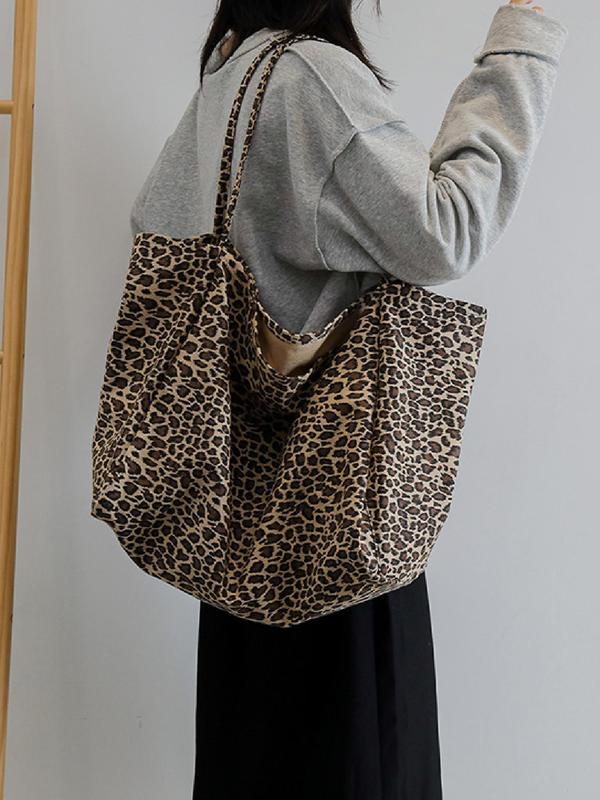 Fashion Leopard Print Tote Bag, Casual Large Capacity Shoulder Bag for Women, Trendy All-match Bag for Daily Use, Stylish Designer Bag