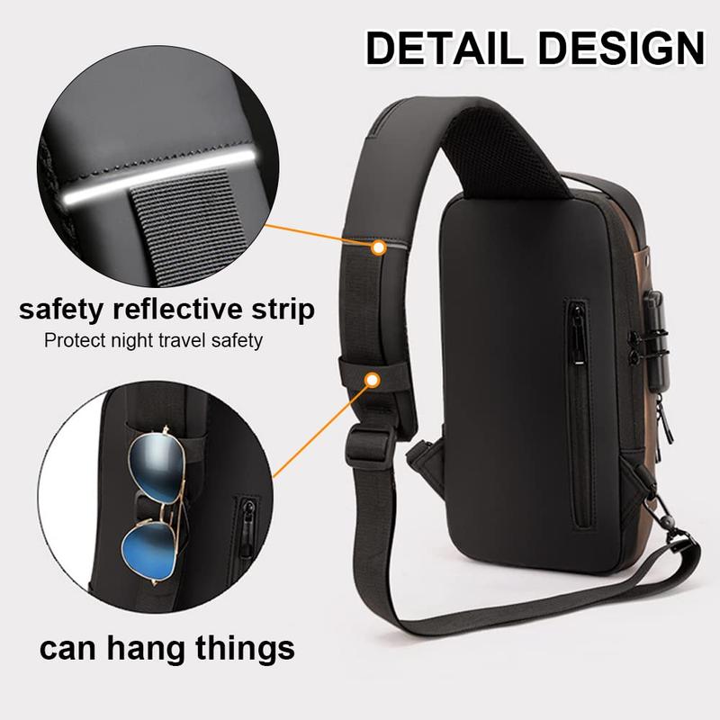 2024 Anti theft Crossbody Sling Bag,Waterproof Chest Daypack with USB Charging, Shoulder Backpack for Men&Women