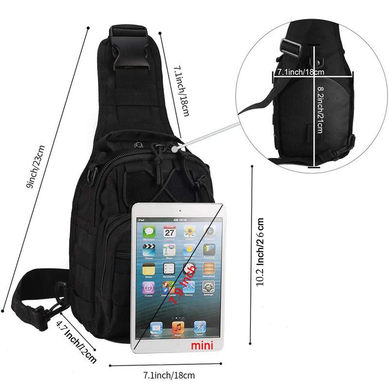 Portable Single Shoulder Strap Small Outdoor Chest Bag Travel, Hiking, Camping, Wanderers Sling Day Bag Black [shipped from USA]