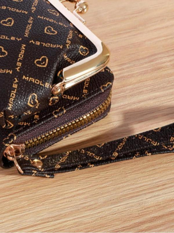 Fashionable Heart & Letter Pattern Coin Wallet,  Portable Zipper Wallet for Women, Casual Trendy Wallet for Daily Use