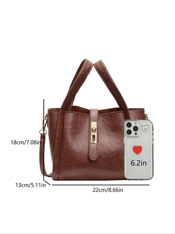 Women's Elegant Solid Color Handbag, Fashionable PU Leather Crossbody Bag for Daily Used, Casual Trendy Versatile High-quality Daily Commuting Bag