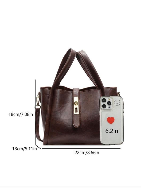 Women's Elegant Solid Color Handbag, Fashionable PU Leather Crossbody Bag for Daily Used, Casual Trendy Versatile High-quality Daily Commuting Bag