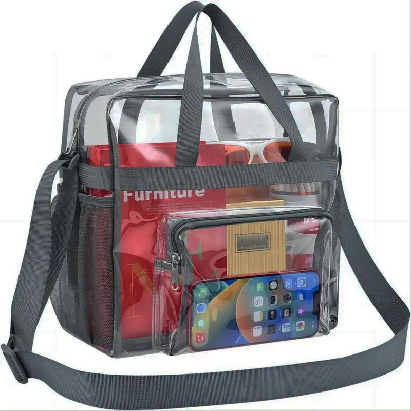 Clear Lunch Bag, Large Capacity Zipper Handbag, Waterproof Sport Storage Bag for Travel, Multi-use Organizer, Gym Accessories, Picnic Accessories