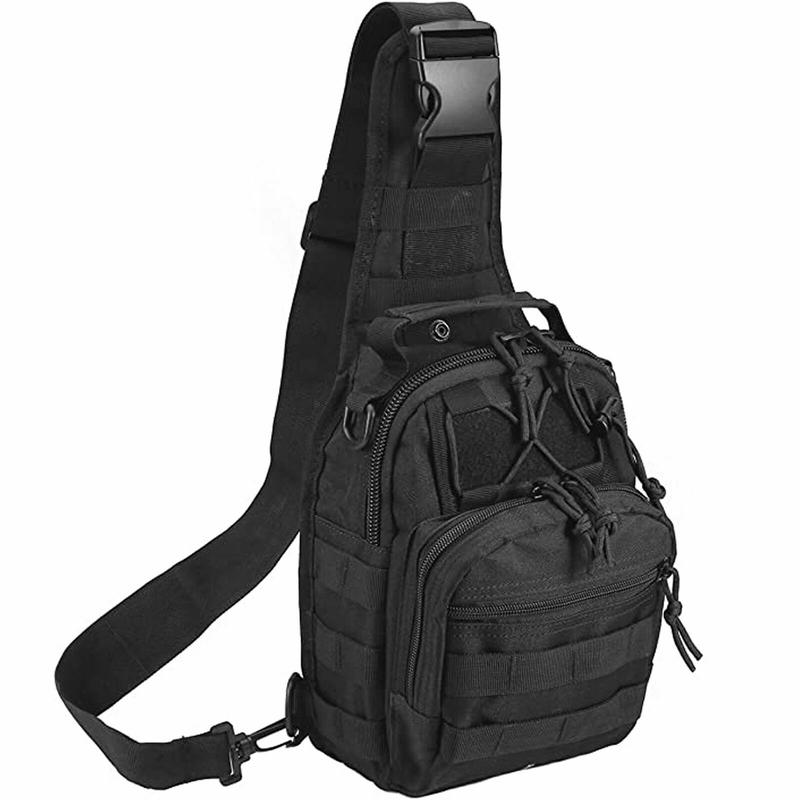 Portable Single Shoulder Strap Small Outdoor Chest Bag Travel, Hiking, Camping, Wanderers Sling Day Bag Black [shipped from USA]