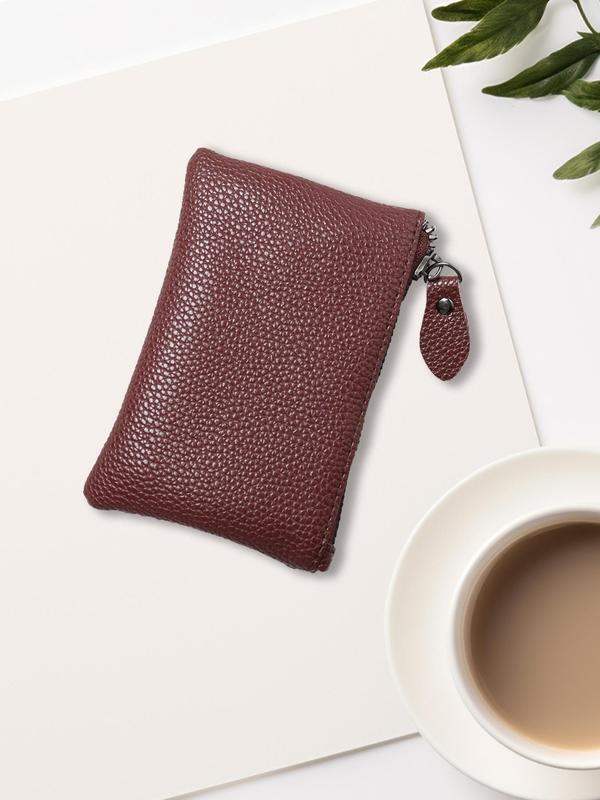 Solid Color Small Coin Purse With Zipper, Men & Women's Mini Wallet for Casual Use