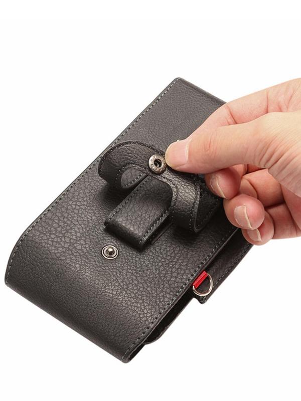 Men's Casual Plain Pu Leather Belt Bag, Fashionable Belt Bag for Daily Used, Casual Trendy Versatile High-quality Daily Phone Bag