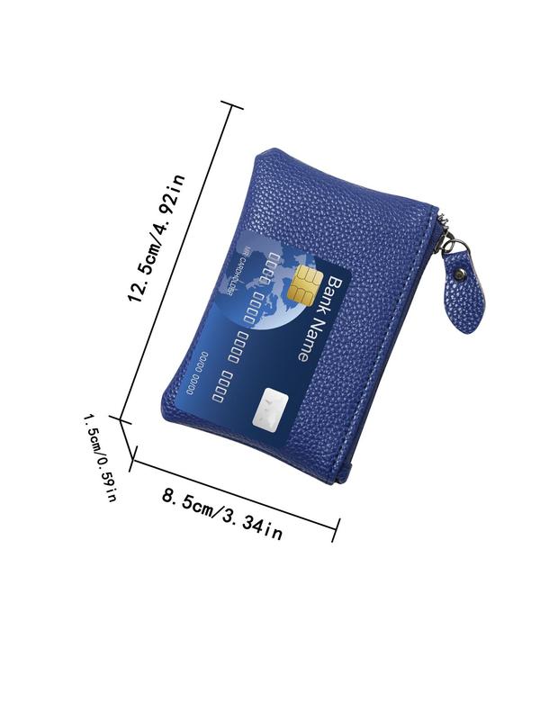 Solid Color Small Coin Purse With Zipper, Men & Women's Mini Wallet for Casual Use