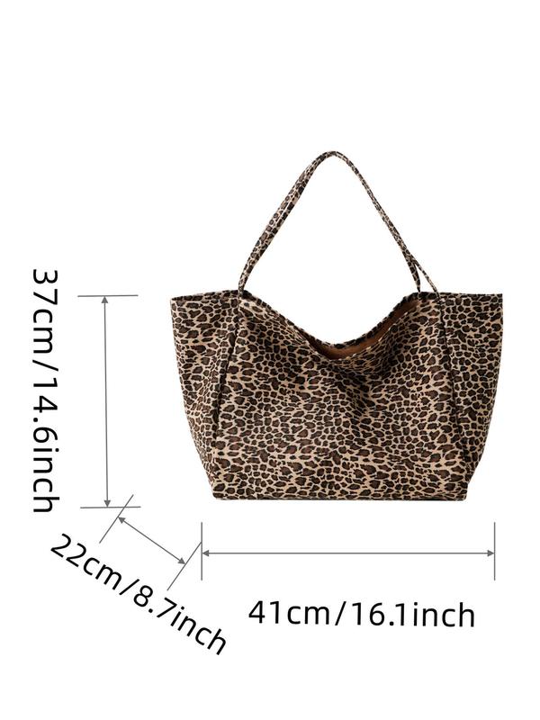 Fashion Leopard Print Tote Bag, Casual Large Capacity Shoulder Bag for Women, Trendy All-match Bag for Daily Use, Stylish Designer Bag