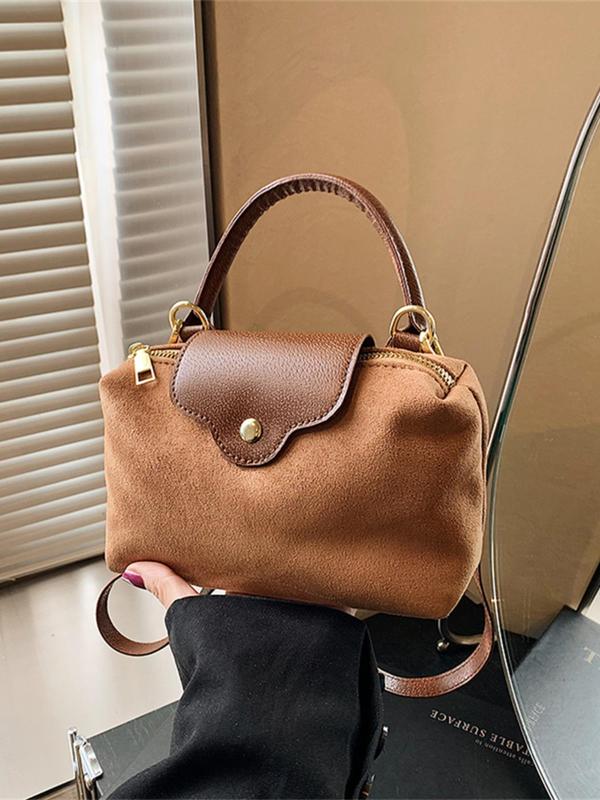 Women's Solid Color Suede Crossbody Bag, Fashionable Shoulder Bag for Daily Used, Casual Trendy Versatile High-quality Daily Commuting Bag