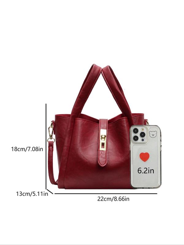 Women's Elegant Solid Color Handbag, Fashionable PU Leather Crossbody Bag for Daily Used, Casual Trendy Versatile High-quality Daily Commuting Bag