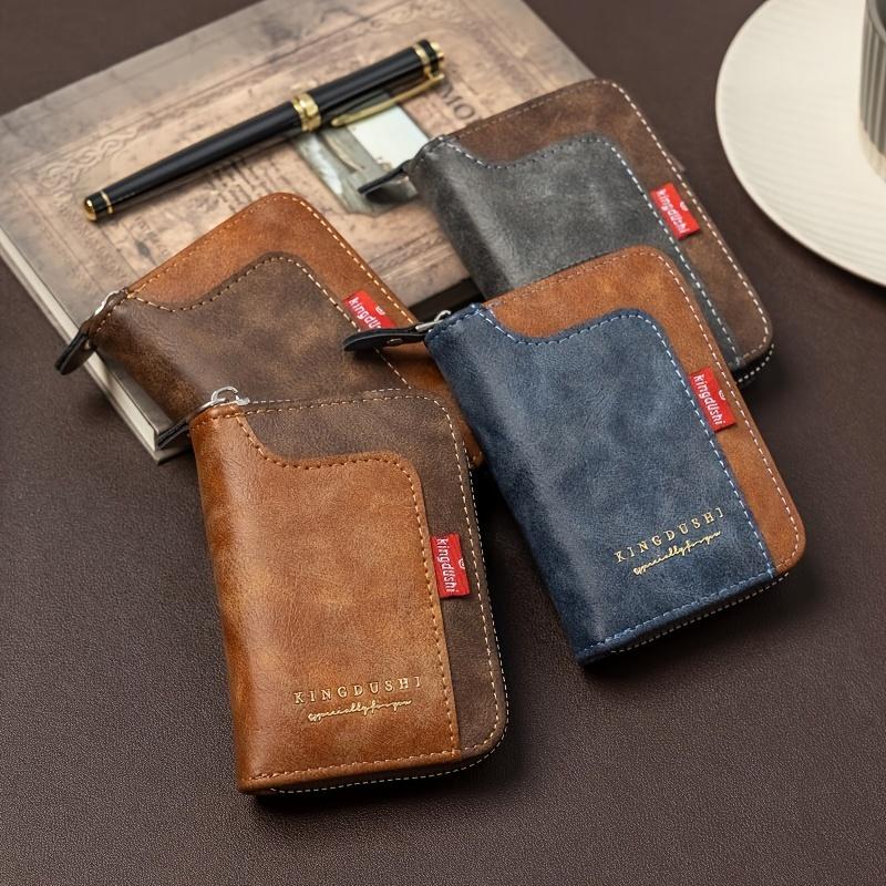 Vintage-Inspired Faux Leather Wallet with Zipper - Compact, Multi-Functional Card Holder & Coin Purse for Everyday Use