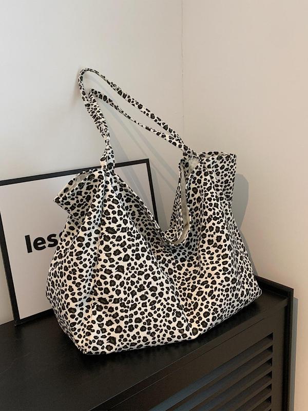 Fashion Leopard Print Tote Bag, Casual Large Capacity Shoulder Bag for Women, Trendy All-match Bag for Daily Use, Stylish Designer Bag