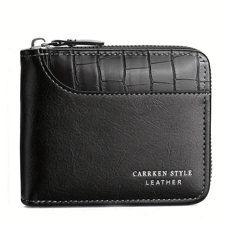 Leather Men’s Wallet Luxury Mens Purse Male Zipper Card Holders with Coin Pocket Rfid Wallets Gifts for Men Money Bag