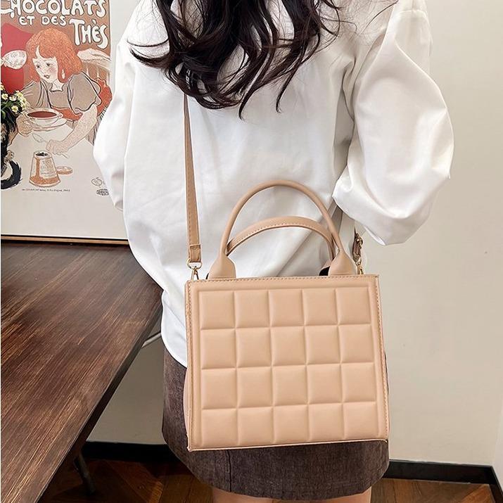 Women's Pu Leather Double Handle Square Bag Purse Small Clutch Tote Bag Crossbody Shoulder Handbags