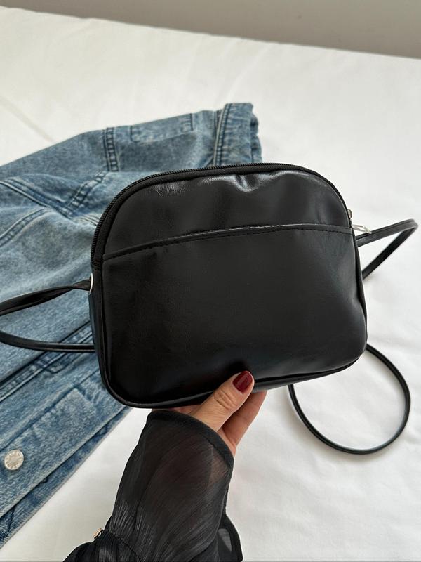 Women's Solid Color Crossbody Bag, Fashionable Pu Leather Zipper Shoulder Bag for Daily Used, Casual Trendy Versatile High-quality Daily Commuting Bag