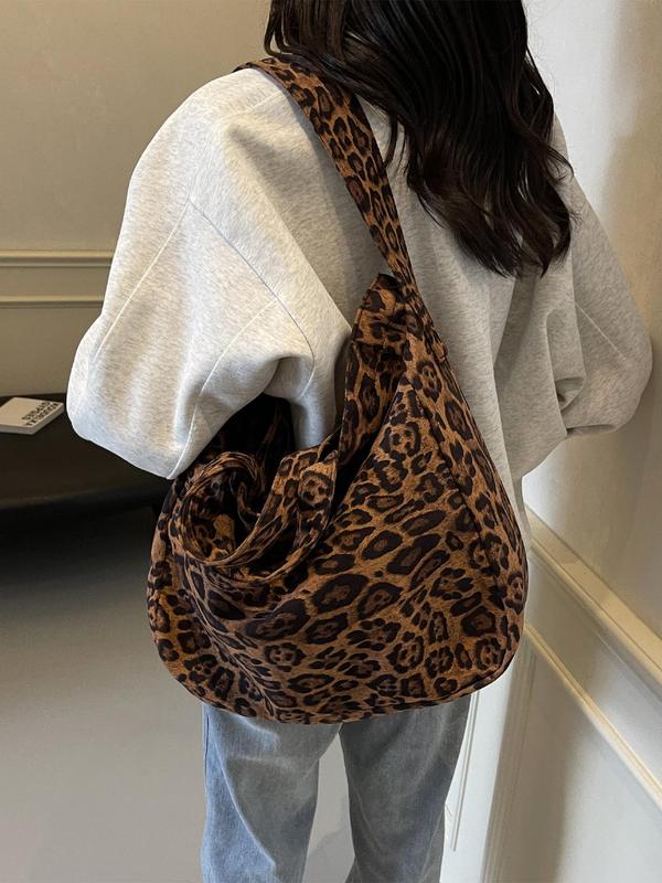 Women's Fashion Leopard Pattern Tote Bag, Casual Crossbody Bag for Women, Large Capacity Work Bag, Crossbody Bag for Daily Life, Trendy All-match Handbag for Commuters and Students