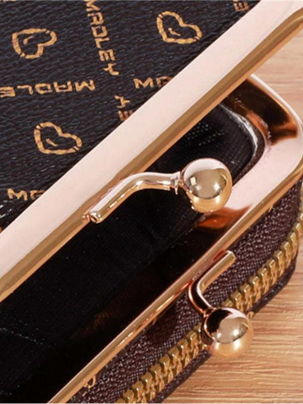 Fashionable Heart & Letter Pattern Coin Wallet,  Portable Zipper Wallet for Women, Casual Trendy Wallet for Daily Use