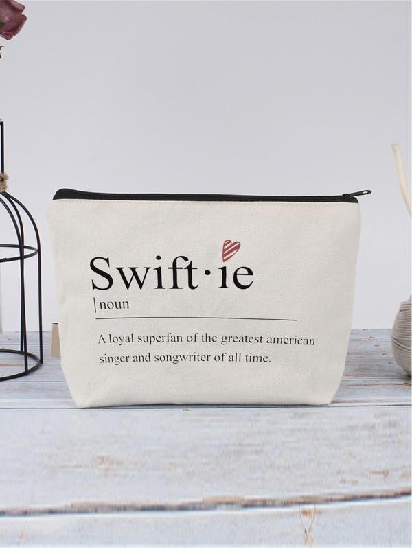 Swiftie Letter Print Makeup Bag, Casual Versatile Zipper Makeup Bag, Fashionable Cosmetic Storage Bag for Women & Girls