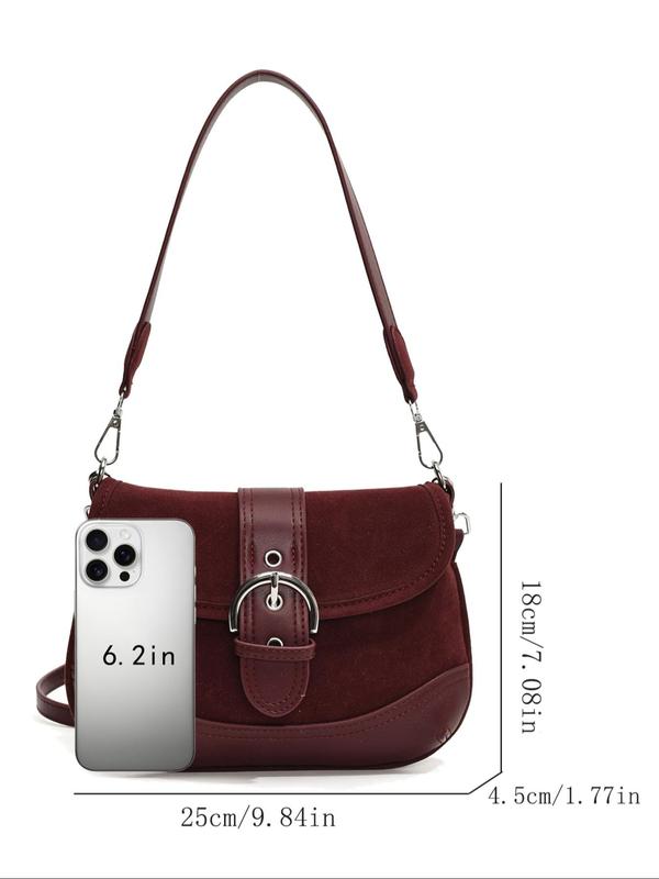 Women's Elegant Solid Color Shoulder Bag, Fashionable Retro Crossbody Bag for Daily Used, Casual Trendy Versatile High-quality Daily Commuting Bag