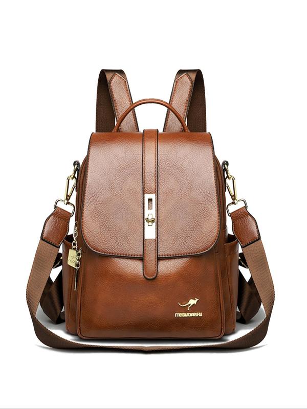 Fashionable Solid Color Backpack, Casual Large Capacity Commuter Backpack for Women, Casual Trendy Versatile High-quality Daily Commuting Bag