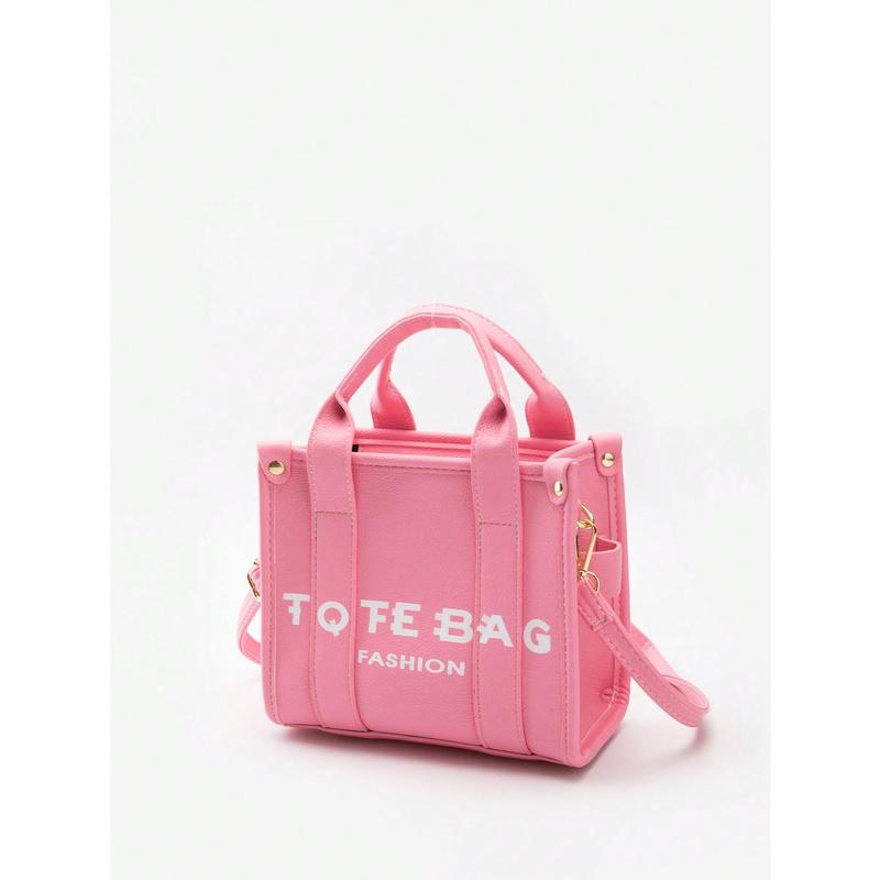 Mini Fashionable Solid Color Letter Print Handbag