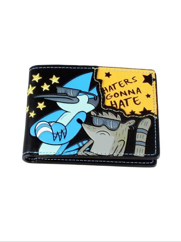 Men's Vintage Colorblock Cartoon Star Graphic Short Bifold Wallet, Fall Outfits, Fall Freshness, Casual PU Leather Card Holder, Fashionable Y2k Wallet for Daily Use