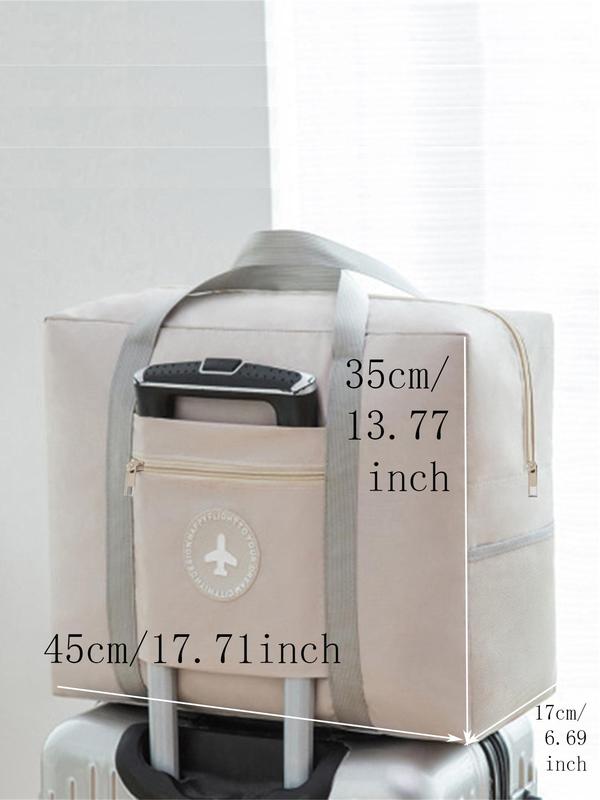 Casual Letter Patched Design Zipper Travel Bag, Large Capacity Travel Organizer, Waterproof Storage Bag for Travel