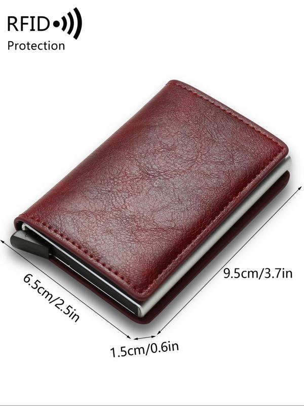 Men's Simple Plain Bifold Wallet As Gift, Business Style Multi Card Slots Card Holder, Rfid Blocking Automatic Pop-up Card Holder