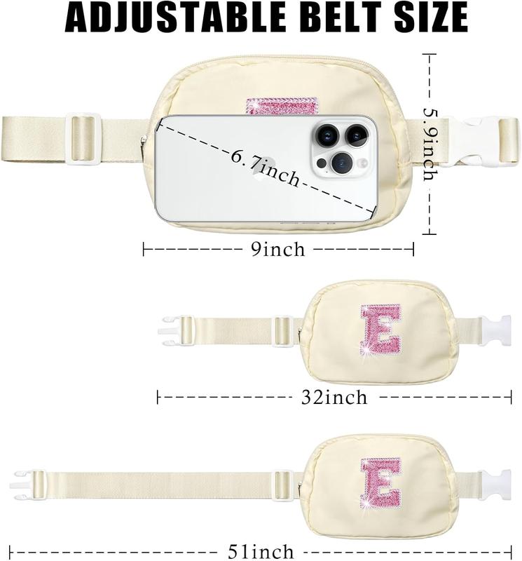 Initial Belt Bag,Personalized Belt Bag for Women Girls,Initial Fanny Packs for Women,Crossbody Bag with Initial Letter,Fashion Mini  Packs with Adjustable Strap,Monogrammed Gifts E