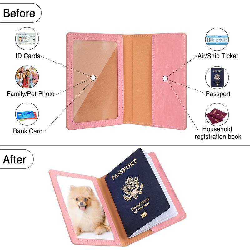 Passport Holder with Vaccine Card Holder Slot, PU Leather Wallet Waterproof, Pack 3