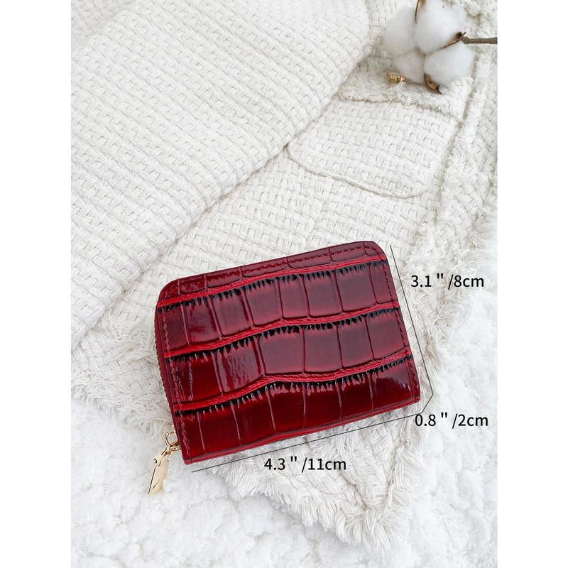 Crocodile Embossed Flap Stone Embossed Zipper Around Small Wallet Multi-Card Card Organizer For Storage Credit Cards,,Lightweight,Multi Layer Portable,ID Card,Money Credit Card Minimalist,Fashion,Modern,Business,For Anniversary,For On Valentine Day For Bi