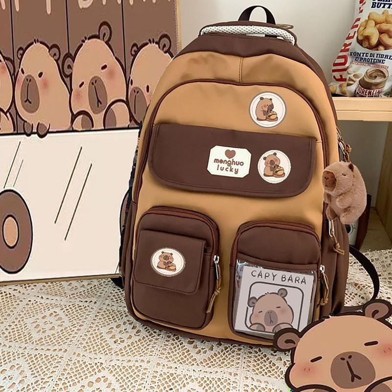 Cute Capybara Schoolbag Large Capacity Adjustable Strap Versatile Backpack Waterproof Computer Bag Student