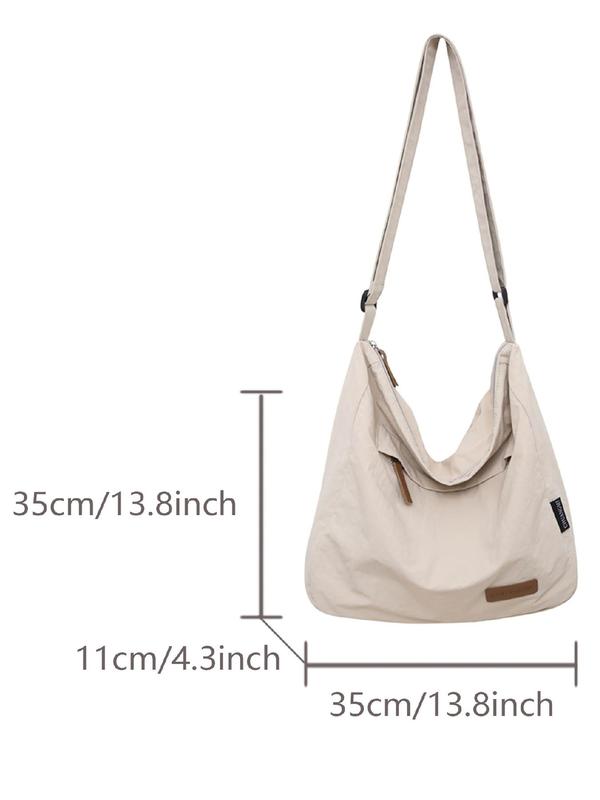 Simple Vintage Zipper Large Capacity Crossbody Bag for Summer, Casual Versatile Crossbody Bag for Women & Girls, Trendy All-match Commuting Bag for Daily Back To School Use, Everyday Bag, Work Bag