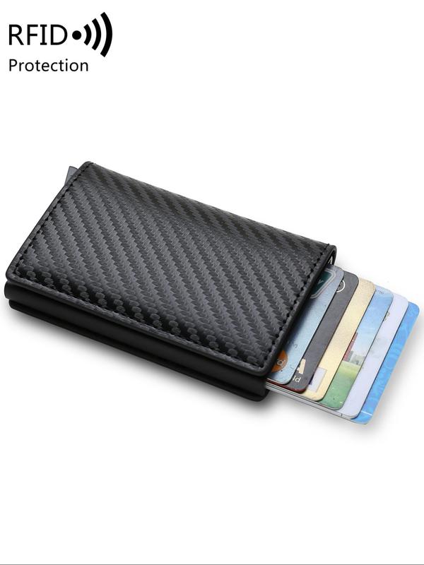 Men's Simple Plain Bifold Wallet As Gift, Business Style Multi Card Slots Card Holder, Rfid Blocking Automatic Pop-up Card Holder