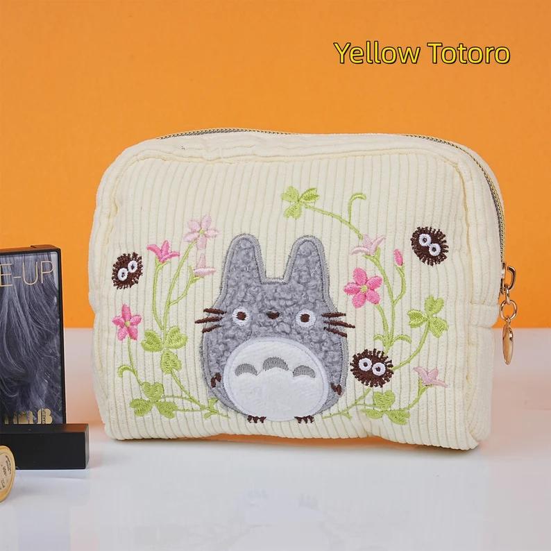 Totoro Corduroy Cosmetic Bag, Kiki's Delivery Service Jiji Black Cat Cosmetic Bag, Makeup Pouch,Fabric Handbag,Best Friend Gift,Wedding Christmas Gift travel makeup