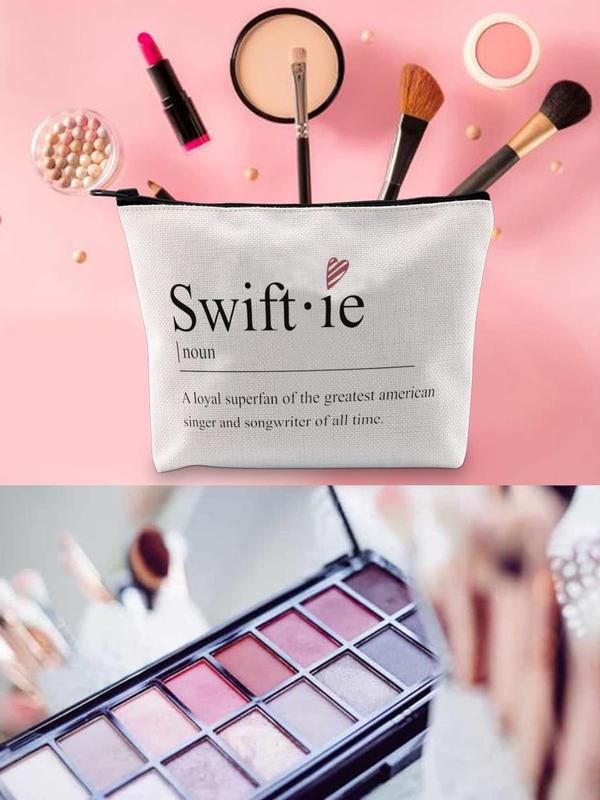 Swiftie Letter Print Makeup Bag, Casual Versatile Zipper Makeup Bag, Fashionable Cosmetic Storage Bag for Women & Girls