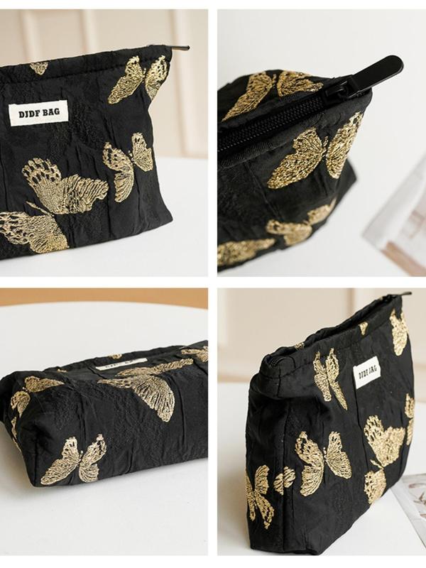 Butterfly Pattern Makeup Bag, Large Capacity Cosmetic Storage Bag, Zipper Makeup Organizer Pouch, Versatile Storage Bag for Travel & Daily Used