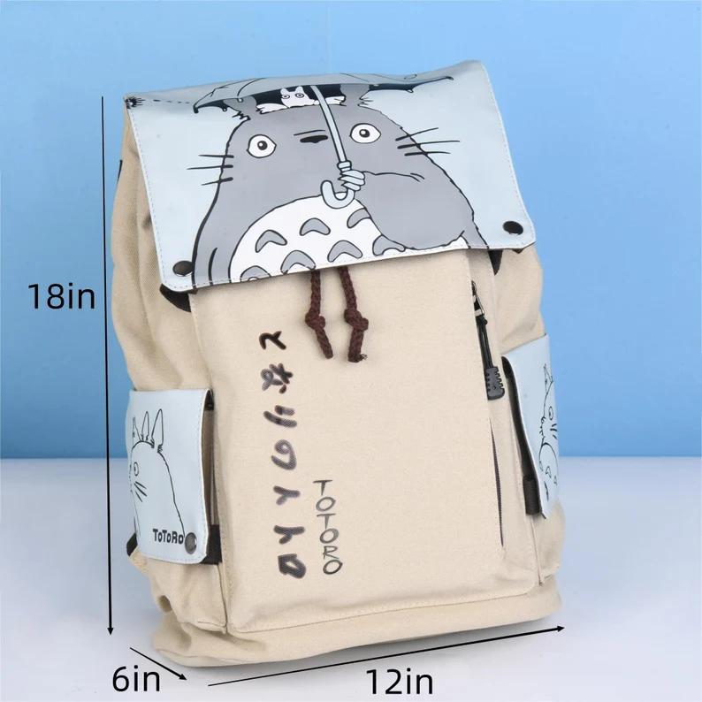 Totoro Backpack For Miyazaki Hayao Fans, Cute Shoulder Bag For Boys, Large Capacity Canvas Rucksack, Anime School Bag, Christmas Gift