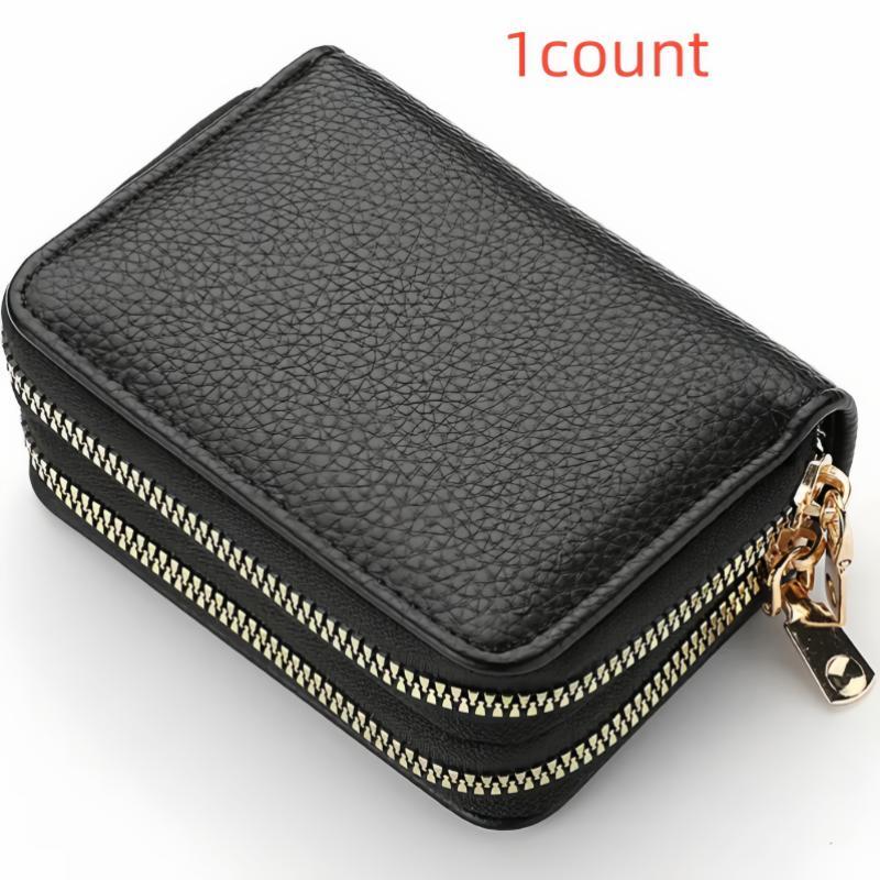 Women's Short Credit Card Storage Bag, Multifunctional Large Capacity Storage Organizer, Double Zipper Card Holder for Home and Outdoor Travel