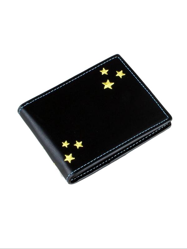 Men's Vintage Colorblock Cartoon Star Graphic Short Bifold Wallet, Fall Outfits, Fall Freshness, Casual PU Leather Card Holder, Fashionable Y2k Wallet for Daily Use